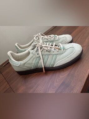Adidas Samba Maha Light Mint Green Suede & Leather Sneakers men’s 8.5